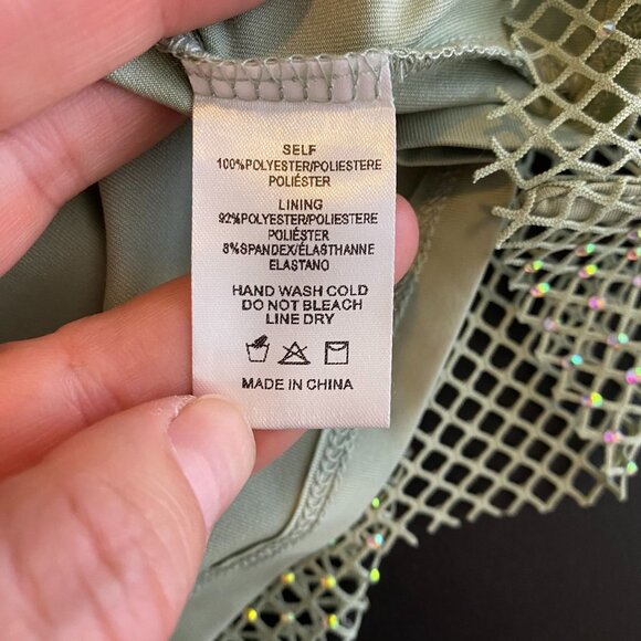 Anthropologie Sunday in Brooklyn Mint Green Mesh Layered Rhinestone Tank Top, XL - Picture 5 of 5